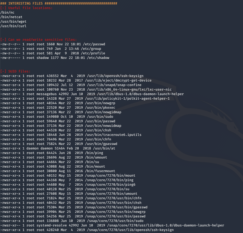 LinEnum Interesting Files Infromation