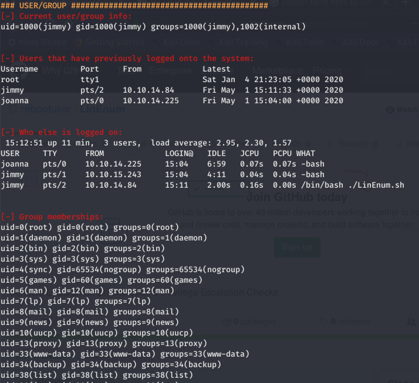 LinEnum User/Group Information